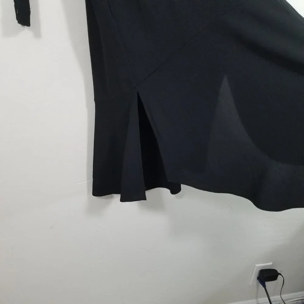 COS Button Up V-Neck Long Sleeve Dress with Pockets Black